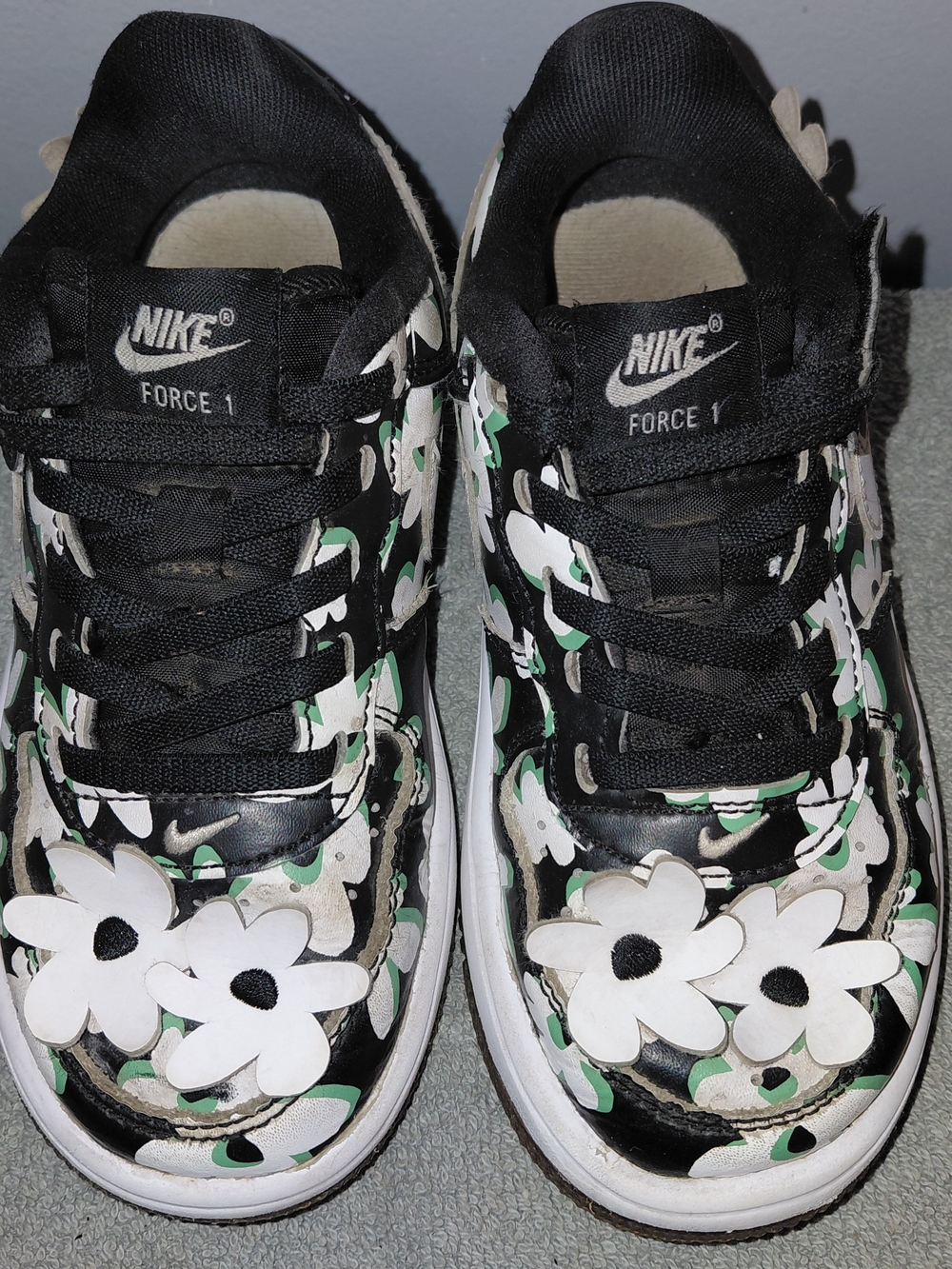 Nike Force 1 Kids Floral Black & White Sneakers